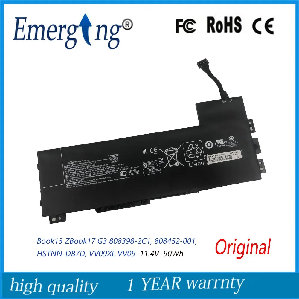 11.4V 90WH New Laptop Battery VV09XL for HP ZBook15 ZBook17 G3 808398-2C1 808452-001 HSTNN-DB7D VV09XL VV09