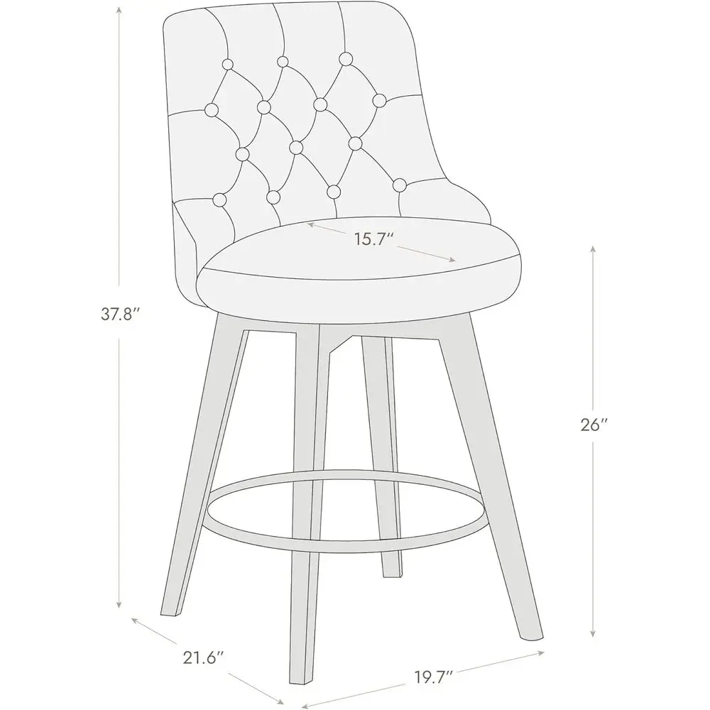Drehbare Thekenhocker aus Leder mit Rückenlehne, 26 Höhe, Steingrau, 2er-Set
