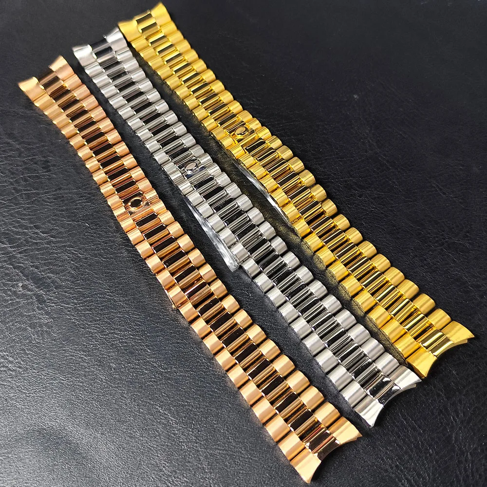20mm Width stainless steel Watch Band Solid Silver Gold Rose Gold bracelet Watch Accessories Watch Strap