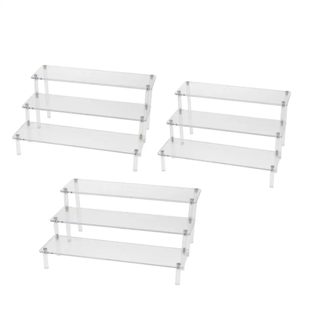 Clear Acrylic 3 Step Ladder Display Rack for Action Figures Model Cars Vehicles Doll Toy Storage Shelf Stand
