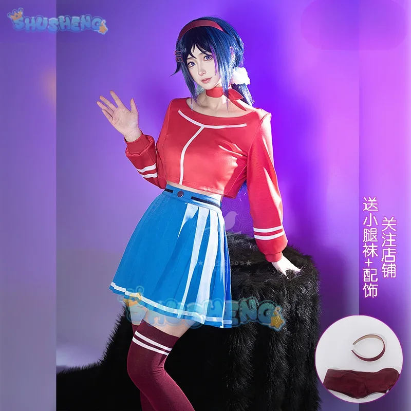 

FC6MiSide Crazy Mita Cosplay Costume Wig Dress Skirt Uniform Headwear Red Hairpins Hairband Halloween Party for Women Girls@FC8！
