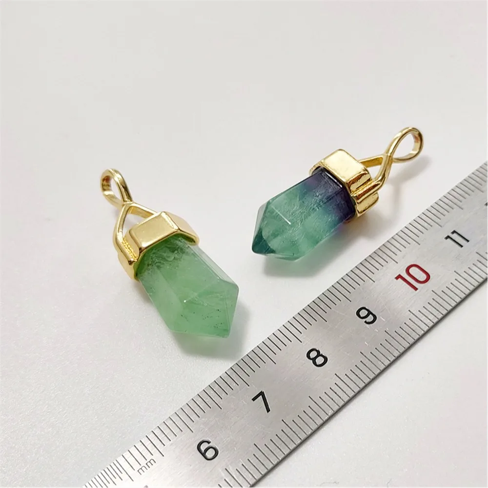 FUWO Wholesale Natural Fluorite Point Pendant,Handmade Faceted Crystal Accessories For Women Jewelry Making 5Pcs/Lot PD005F