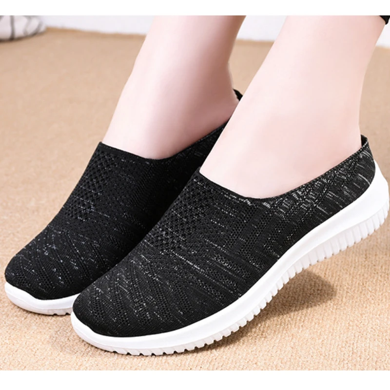 Women New Breathable Slippers Mesh Soft Sole Non-slip Casual Lightweight Solid Colour Shoes Solid Colour Comfortable Sandals