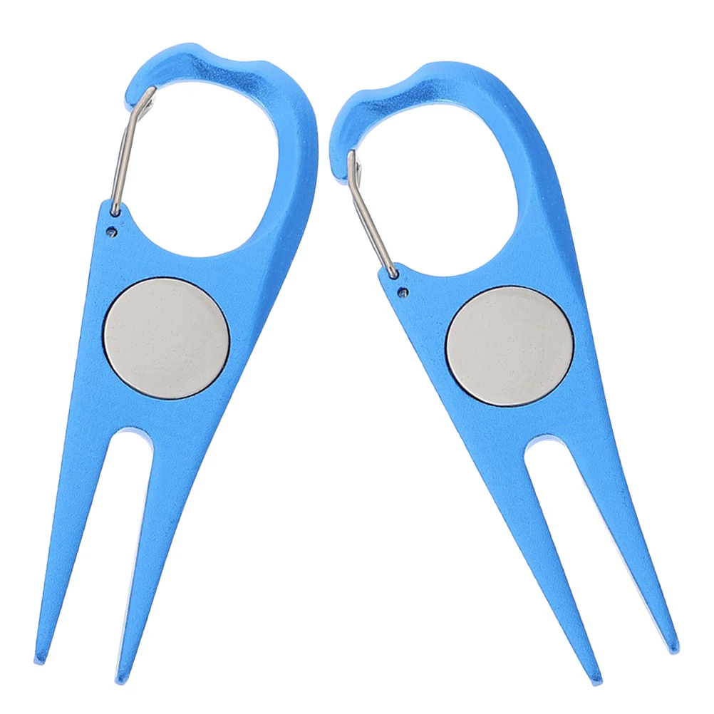 

2 Pcs Repair Metal Golfs Grass Repair Tool Forks Golf Tool for Grass Putting Green Blue Durable Golf Accessories