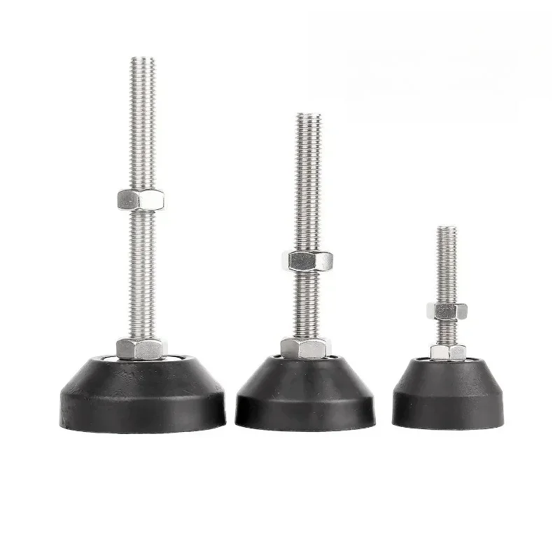 1 Set Adjustable Lathe Leg Thread Type 304 Stainless Steel/Nylon Levelling Feet Swivel Base Articulating Legs M6 M8 M10 M12