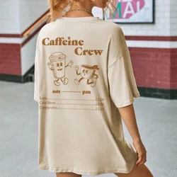 Hb002caffeina Retro Cartoon Graphic Tees donna Cute Funny Coffee t-shirt Unisex Vintage Groovy Streetwear Tees Coffee Addict Top