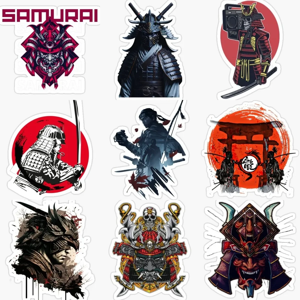 

Samurai Mask Ghost Warrior PVC Stickers Accessories for Decorate Bumper Car Window Laptop Wall Table Van Truck Customizable