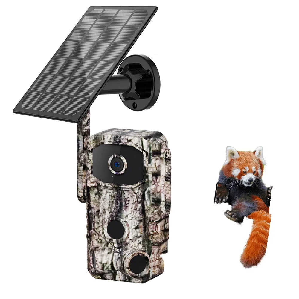 Solar-Powered 2K 14MP 940nm No Glow IR Night Vision Trail Camera Hunting Trips Game Monitoring GPS 4G Hunting Trail Camera