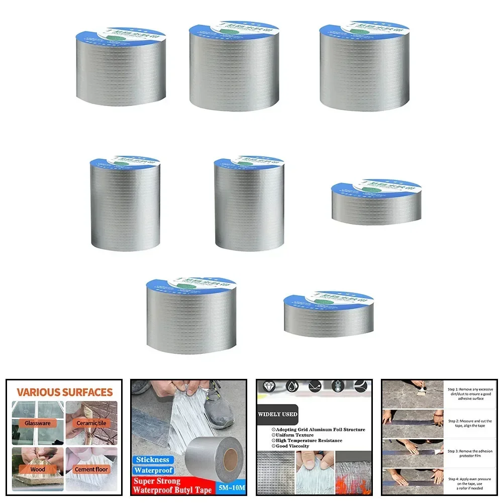 1 Roll Waterproof Tape Leak-Proof Roof Exterior Wall Leakage Coating Coil Patching Patch Butyl Pipe Stop-Leaking Bonder