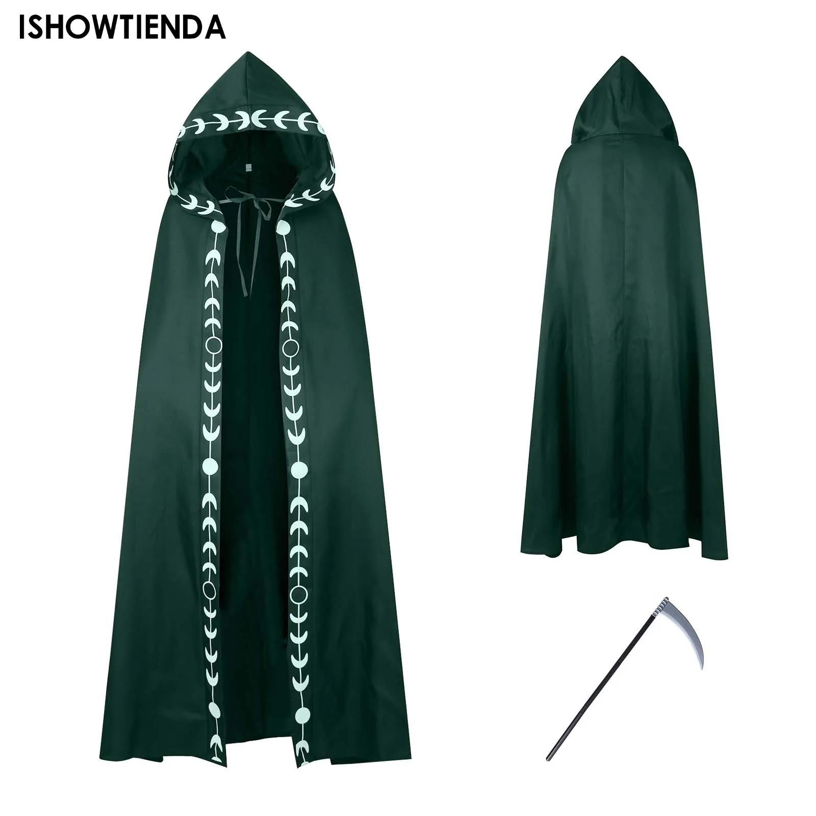 Longue Cape à Capuche pour Adulte et Enfant, Costume de Cosplay Unisexe, Noir, Rouge, Everak, Sorcière, Faucheuse, Robe de Vampire, ixd'Halloween, Maquillage