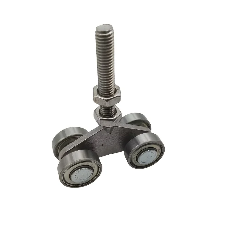 

608ZZ Bearing Sliding Door Roller 4 Wheels Trolley Hanging Track Pulley 100KG Load for Door Curtain Crane Rail Flat Wire