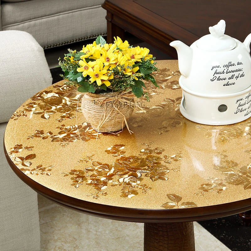 Soft Glass Table Cover Color Transparent PVC Crystal Plate Plastic Table Cloth Waterproof for Home Tablecloths Home Decoration