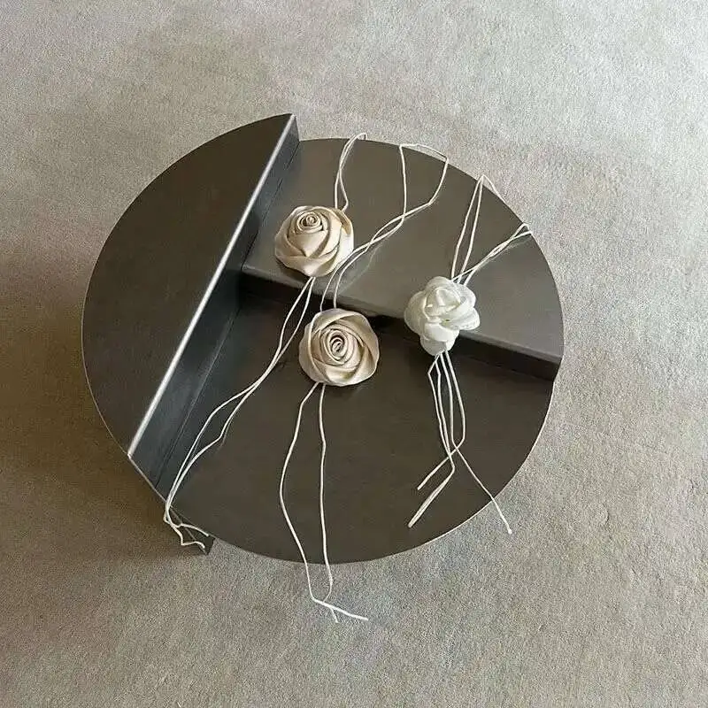 Modern Italian Light Luxury Creative Stainless Steel Round Coffee   for Small Apartment Living Room Home Furniture