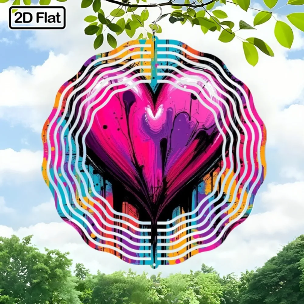 

Outdoor 2D Spinning Wind Chime Wall Art Soothing Visual Sound Decor for Garden Patio Rotating Gift