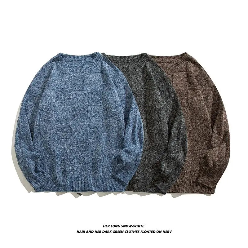 

Autumn Winter New Sle Japanese Casual Versatile Knitted Sweater Men's Snowflake round Ne Overhead Men's Faionable Base ...