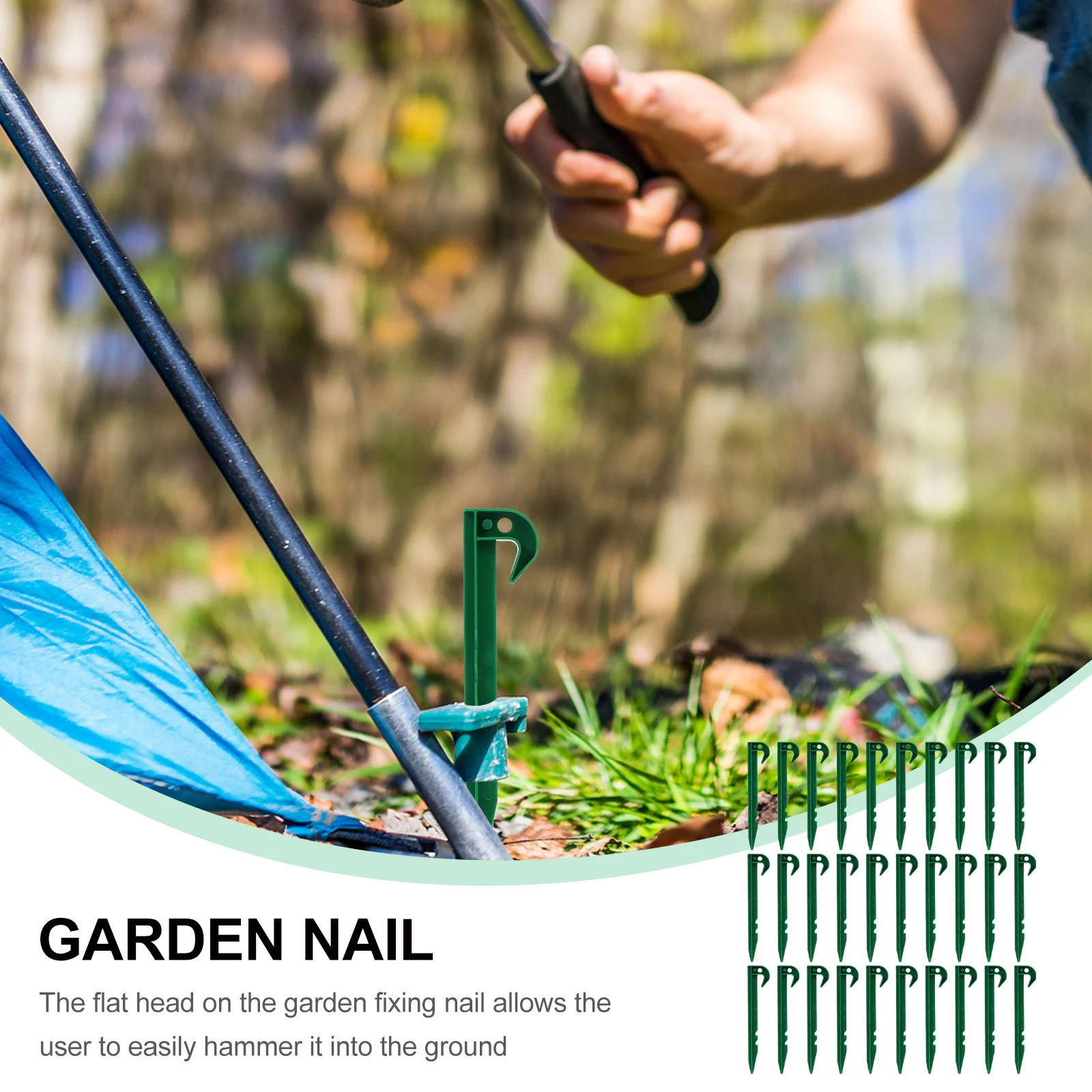 

30pcs Plastic Ground Nails Heavy Duty Outdoor Garden Stakes For Tent Camping Hiking Fishing Beach Mud Grass Anchor Pegs