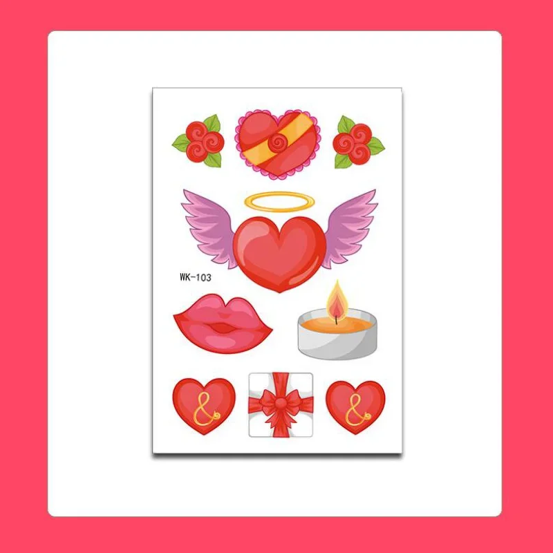 Women Fake Tattoos Temporary Tattoo Heart Shaped Sticker Waterproof Face Cosmetic Hand Face Foot Arm Body Art 10pcs