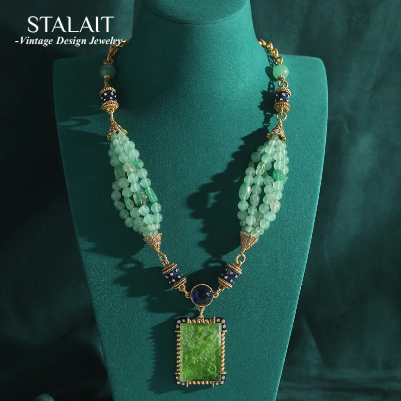 

Новая натуральная подвесная бирка ручной работы, ожерелье, антикварная светло-зеленая бусина, стеклянные длинные винтажные ювелирные аксессуары для женщин