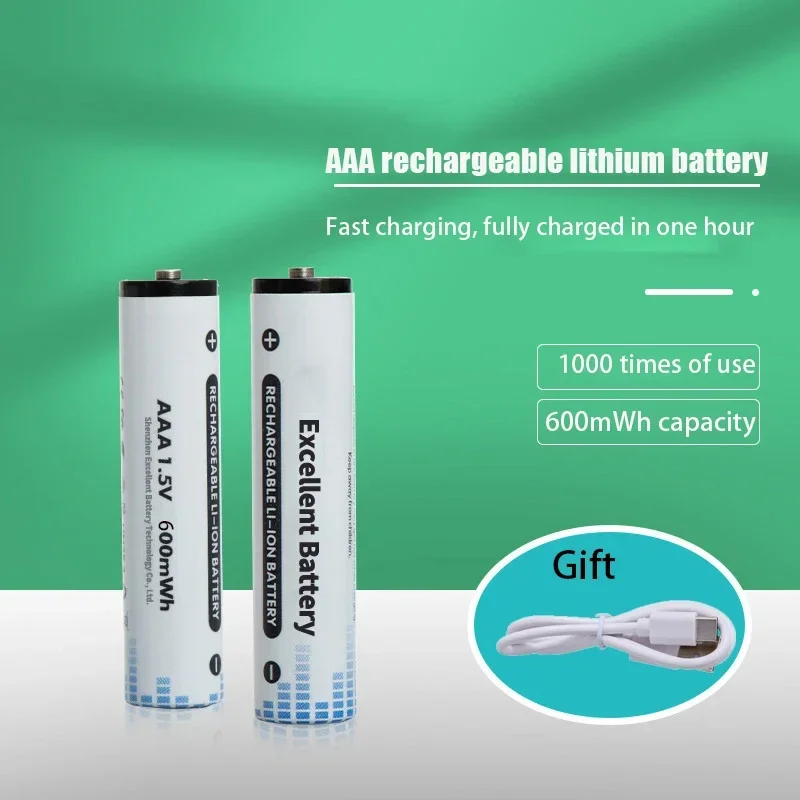 

AAA Rechargeable Batteries Li-ion Battery 600mAh USB 1.5V For Remote Control Mouse Electric Toy Battery rechargeable battery