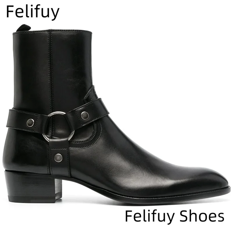 

Black Men's Classic Retro Chelsea Boots Mens Genuine Leather Ankle Boots British Style Short Zipper Boots Casual Business Shoes
