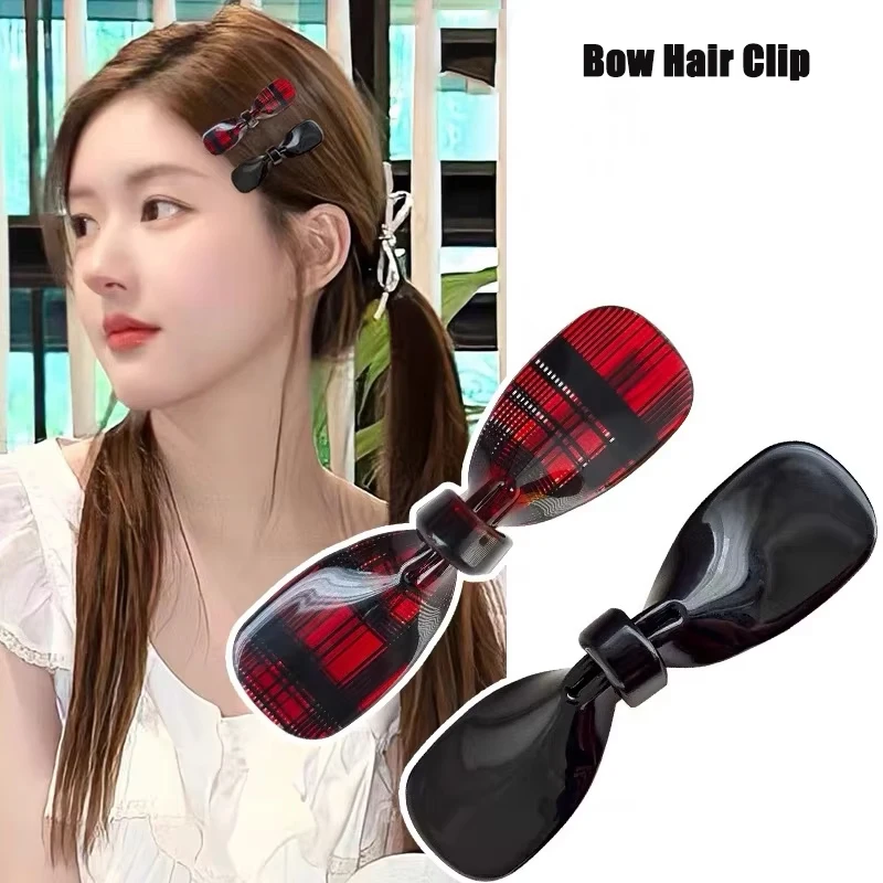 

Colorful Acetate Bow Hair Clip for Women with Broken Hair Side Clip and Duckbill Clip Simple Korean Style Hair Accessories