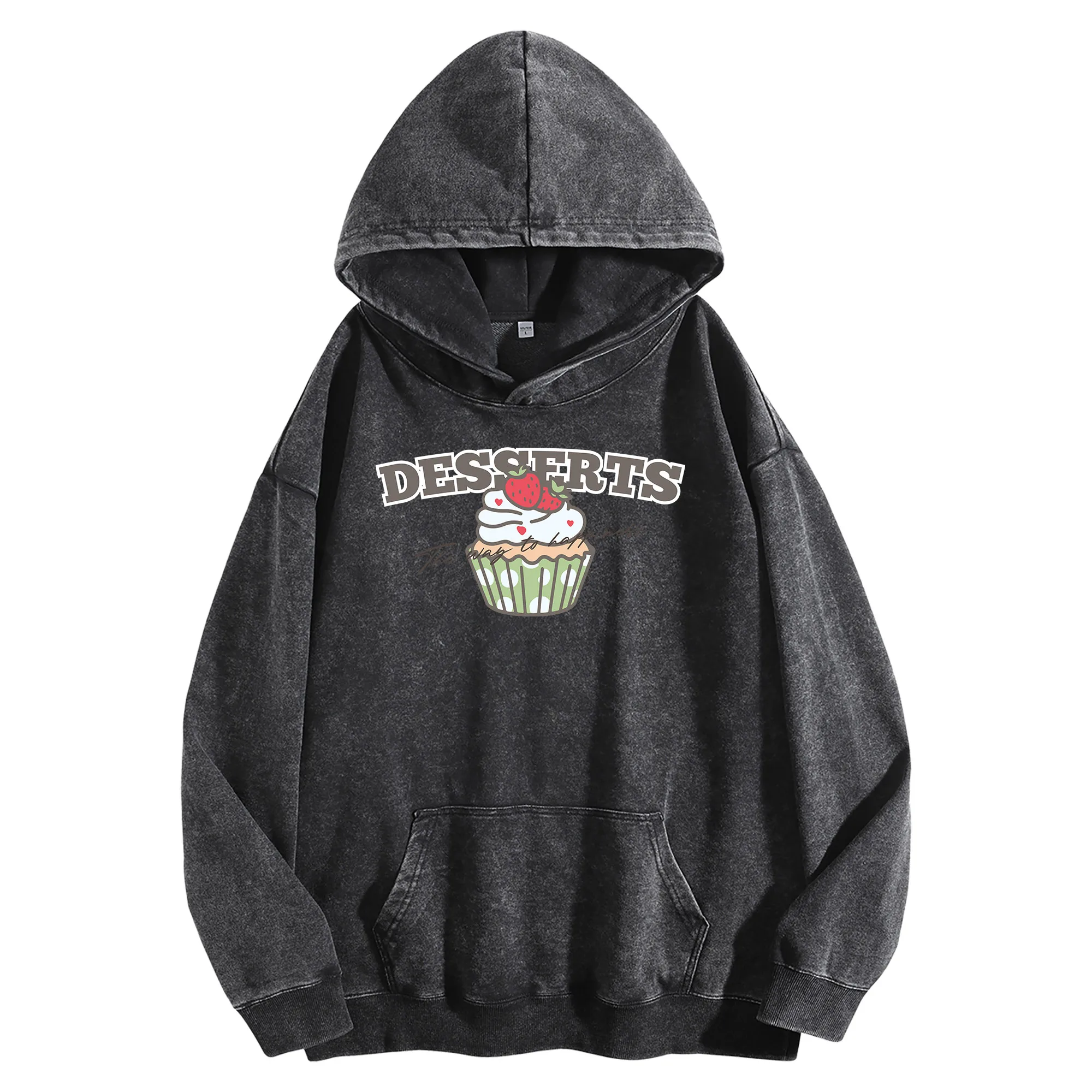 الحلويات طباعة الرسم 400G خمر غسلها هوديي للجنسين المتضخم الشارع الشهير البلوز مجموعة الخريف/الشتاء #3