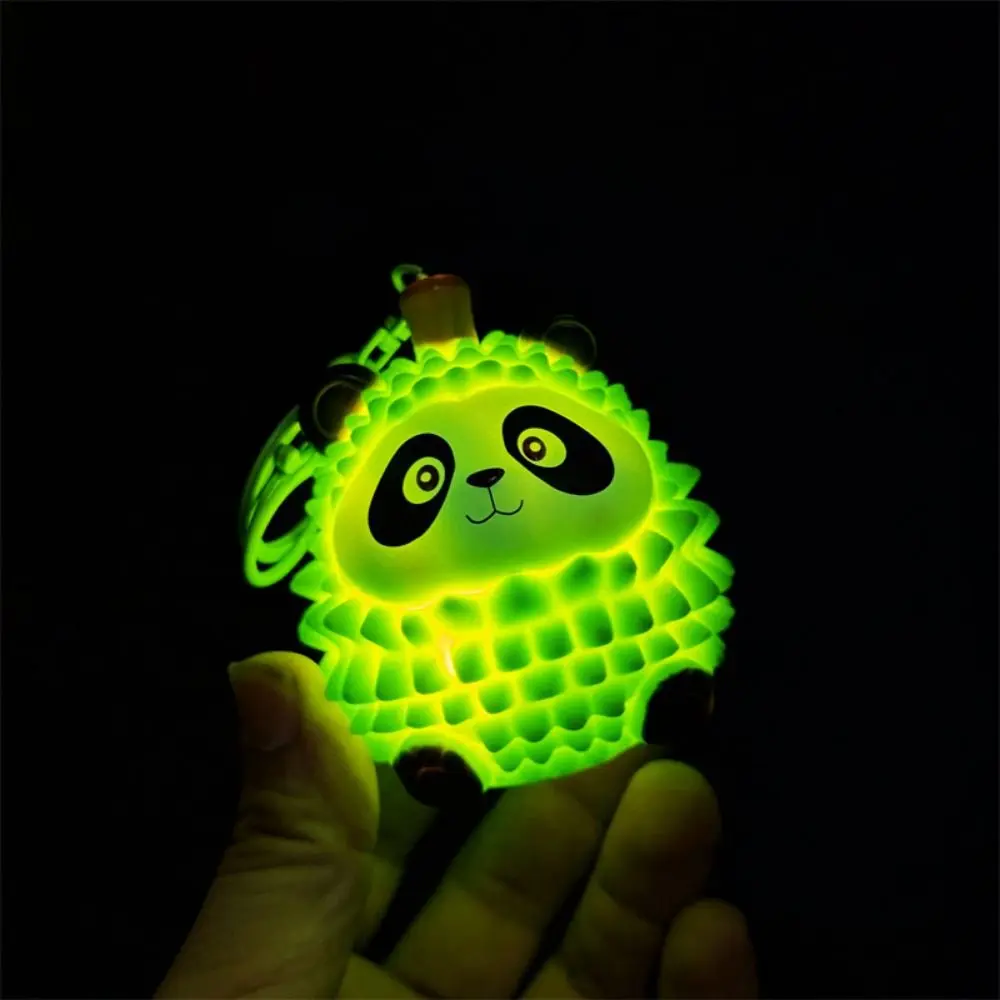 Panda Animals Luminous Durian Key Ring Durian Funny Panda Fruit Series Model Keychain Creative Ins Small Night Light Pendant