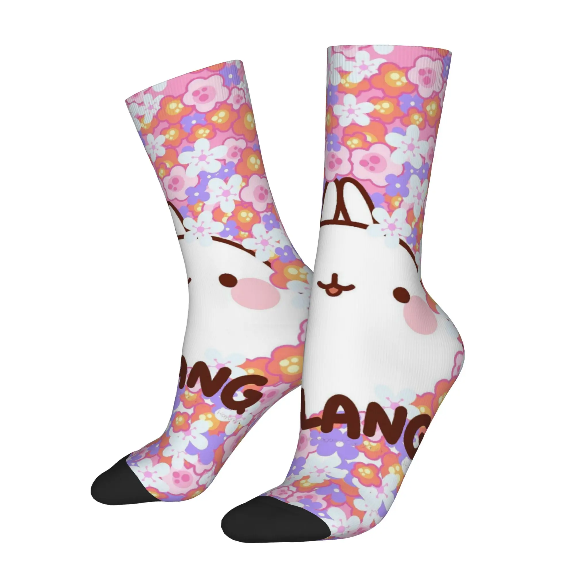 

Adults Men Socks Molang Funny Cartoon Stockings Anti Sweat Comfortable Socks Winter Leisure Printed Running Socks