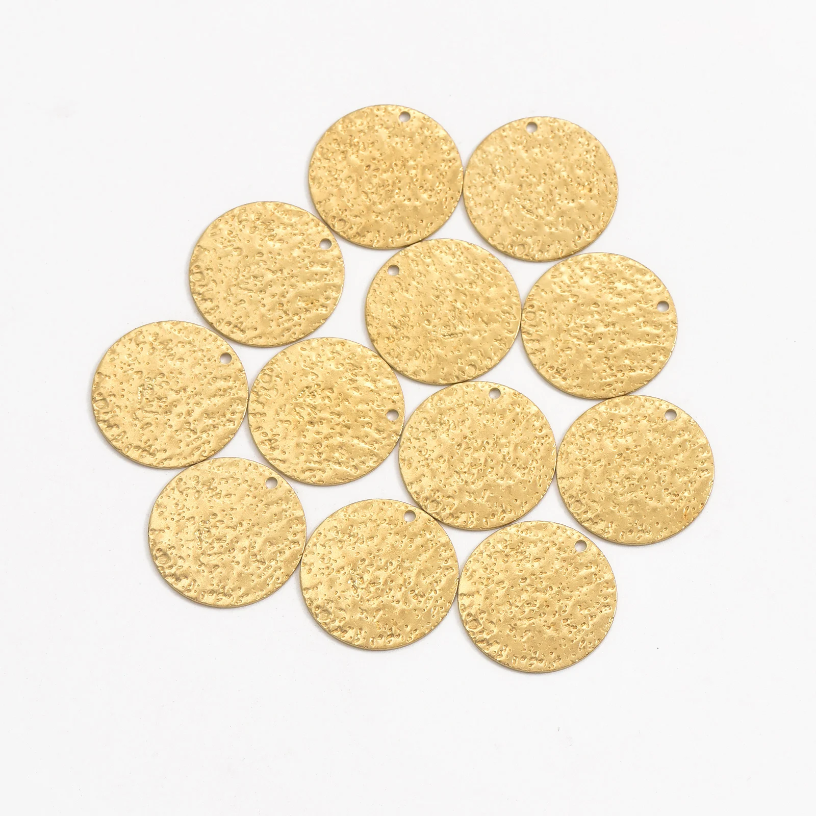 Brass textured double-sided sandblasted disc pendant, suitable for DIY earrings, necklaces, jewelry making accessories