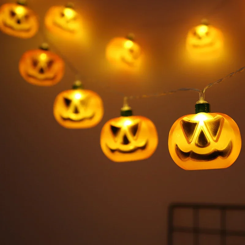 10/20leds Halloween Pumpkin String Lights Battery Powered Orange Pumpkin Lanterns Lights for Indoor/Outdoor Halloween Decor