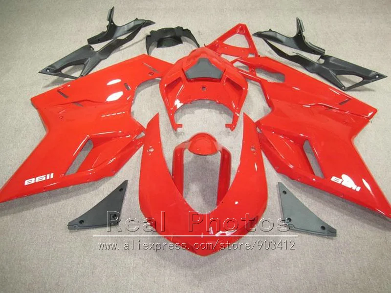 

New Top selling fairing kit for Ducati 848 1098 1198 07 08 09 10 11 red black fairings set 848 1198 2007-2011 AS36