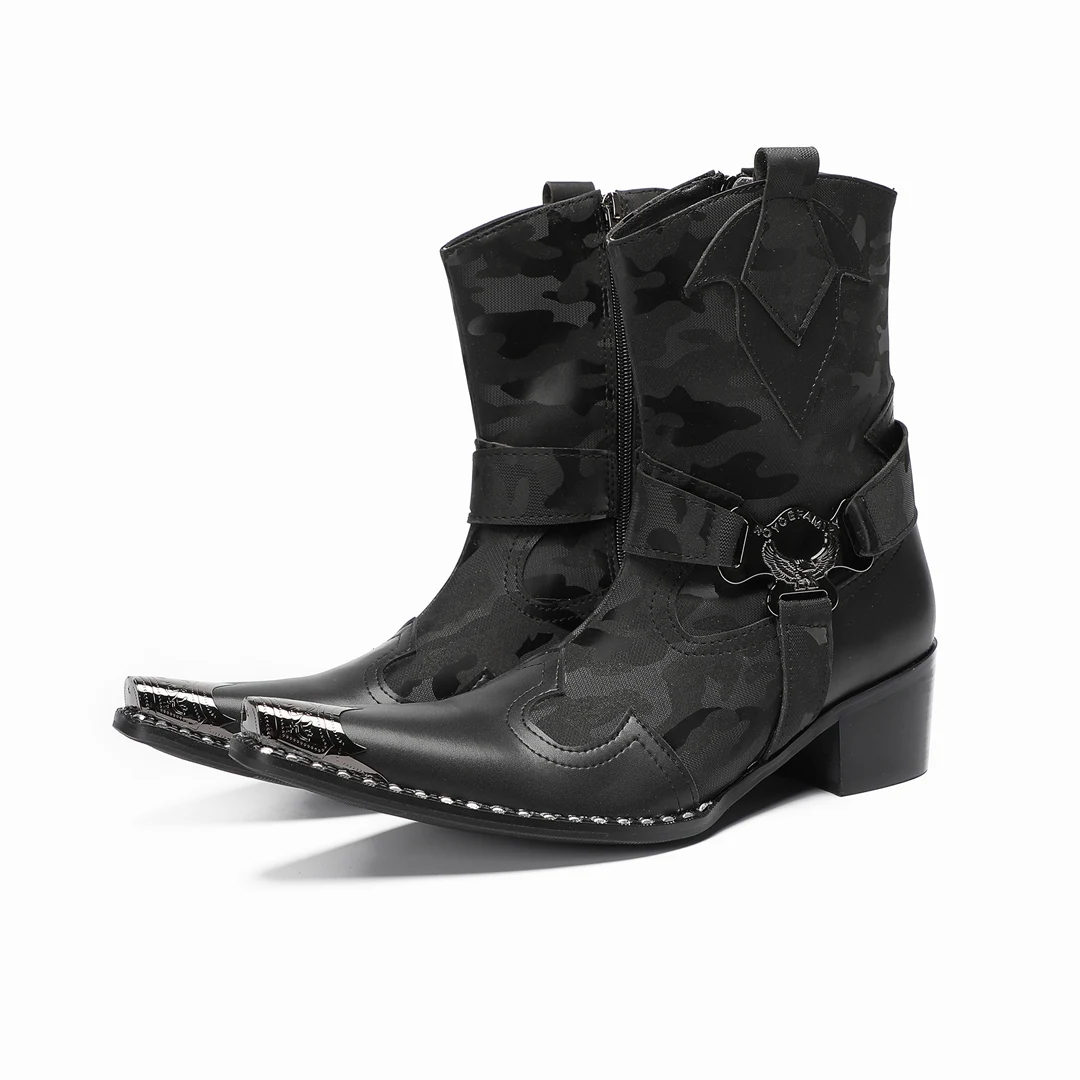 

Зимние мужские короткие ботинки из натуральной коровьей кожи черного цвета, большие размеры, ковбойские ботильоны с острым носком, мужские вечерние модельные туфли