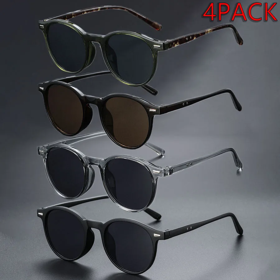 4-pack Fashion Round Frame Trendy Glasses, Unisex, Ideal Gift for Street Photography, Parties and Gifting