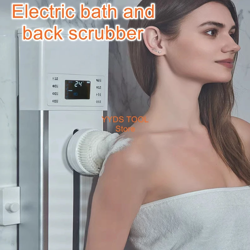 Automatic mud rubbing machine soft hair lazy youth bath scrubber wall-mounted electric bath brush back rubbing device