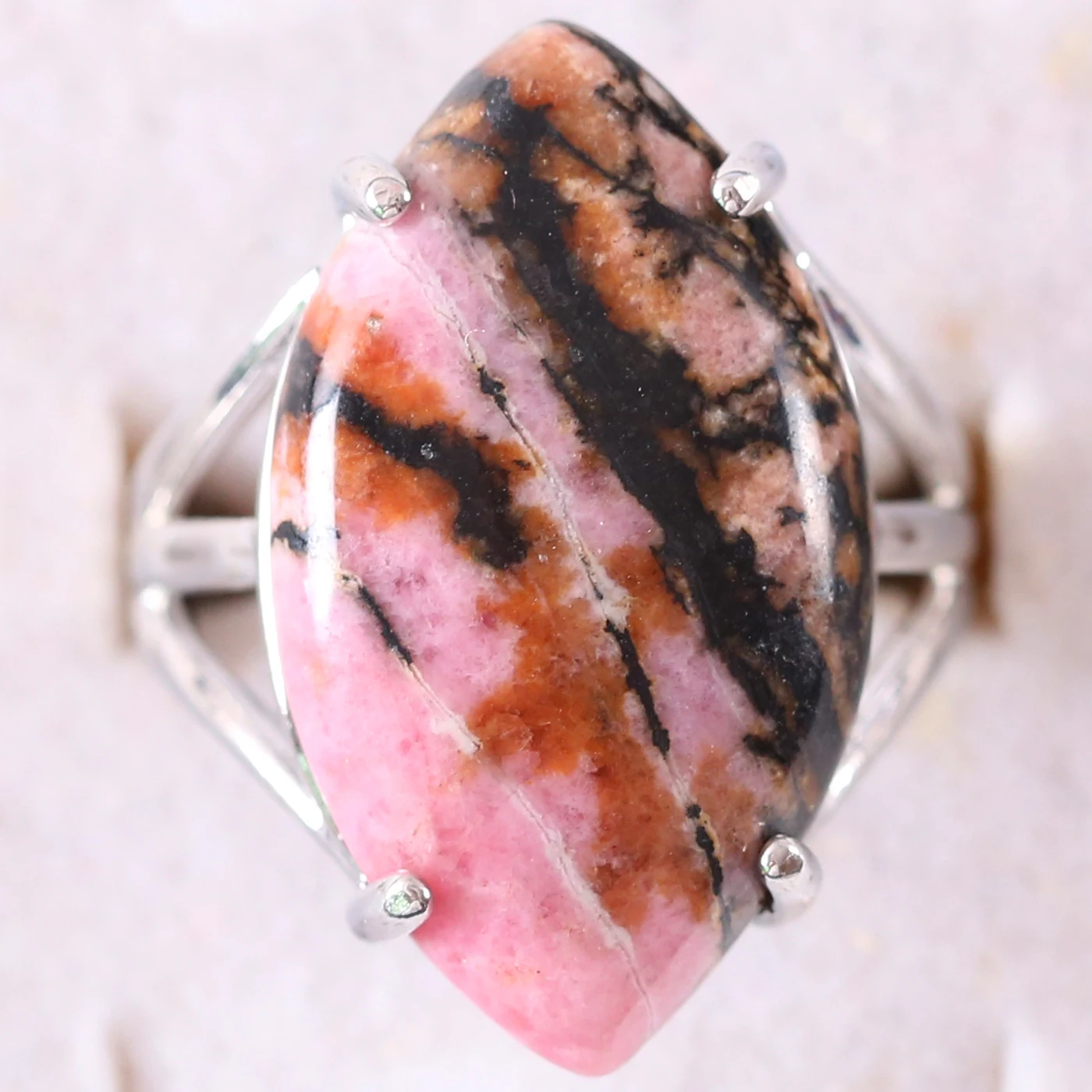Finger Ring Natural Stone Olive CAB Cabochon Bead Black Onyx Adjustable Ring For Women Men image 6