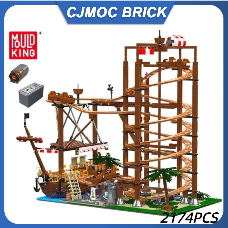 

MOULD KING 11013 Creative Loops Roller Coaster with Pirate Ship Building Blocks Amusement Park Construction Toys Set Collector