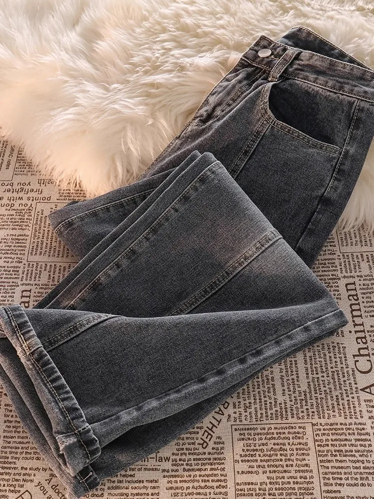 

Американские джинсовые джинсы в стиле ретро, мужские весенне-осенние свободные широкие брюки, прямые длинные брюки, молодежные повседневные прямые брюки