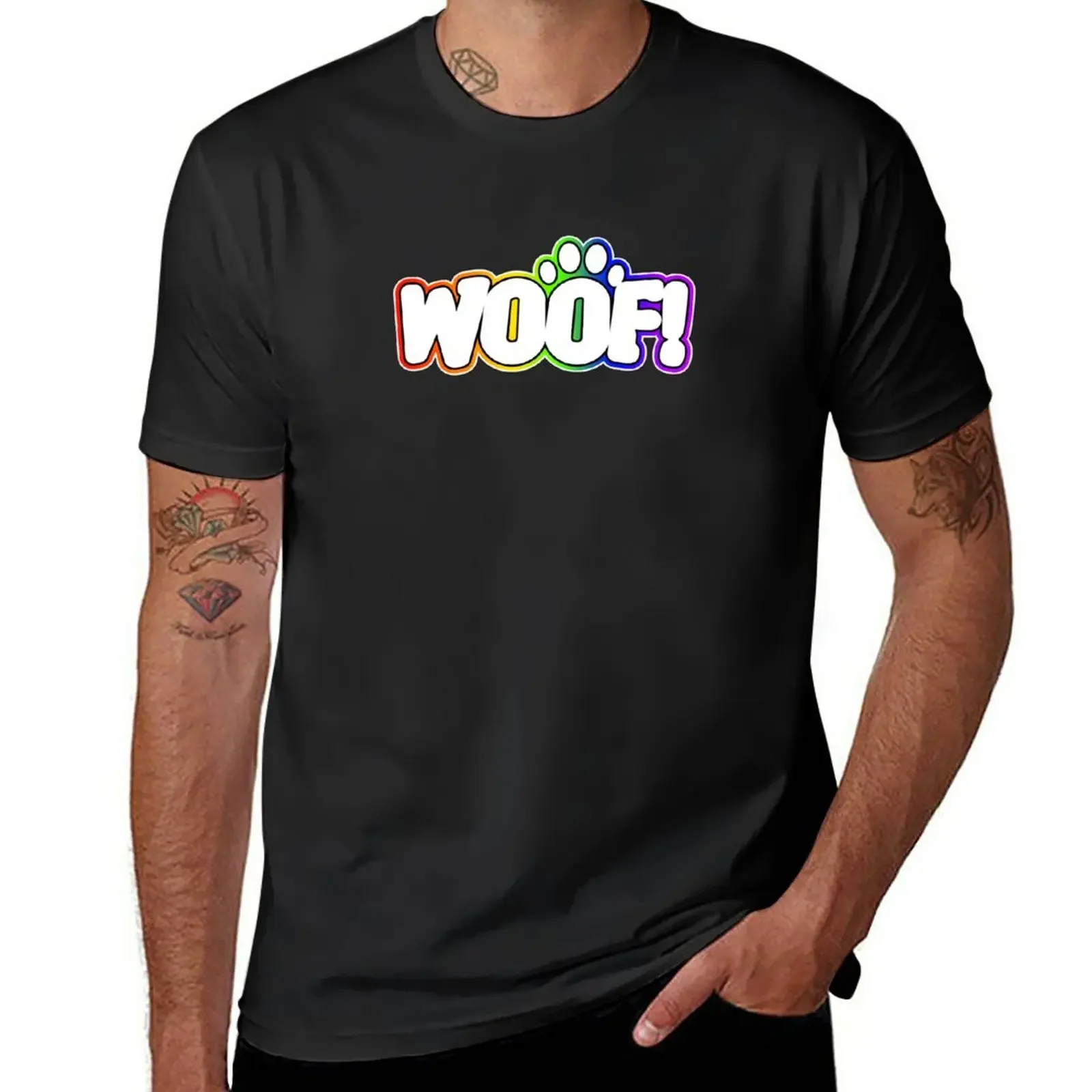 

New Pride Rainbow Pup WOOF! T-Shirt Aesthetic clothing graphic t shirts mens graphic t-shirts funny