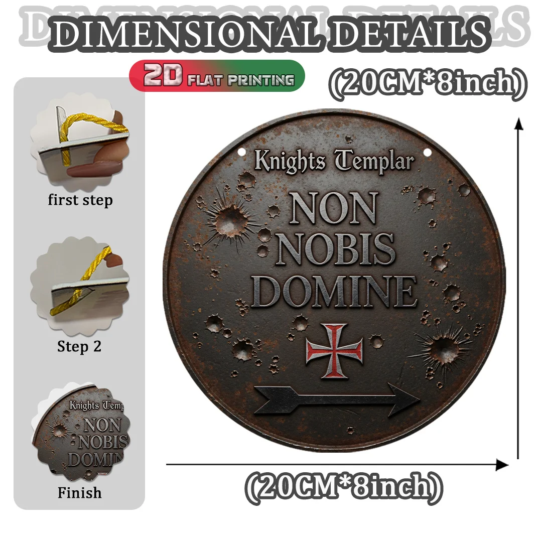 2D Flat - 【2D Flat】 1pc Packaging, 2D Flat Printing, Vintage Aluminum Sign, Outdoor Wall Decoration (8 Inches X 8 Inches), Knigh