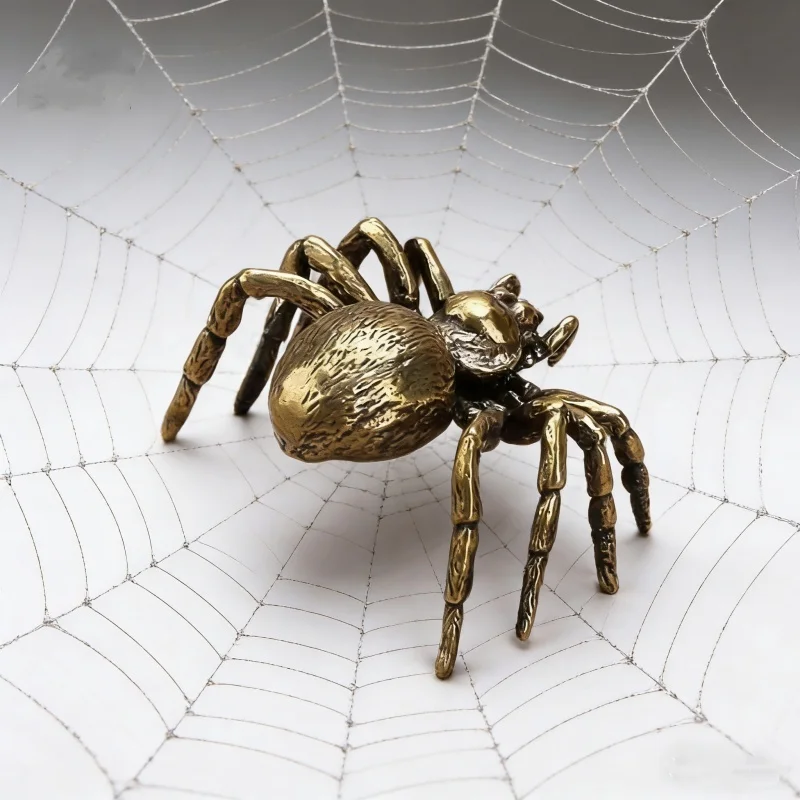 

Creative Copper Spider Tea Pet Miniature Vintage Brass Insect Figurine Desktop Ornament Home Decor Craft Collection