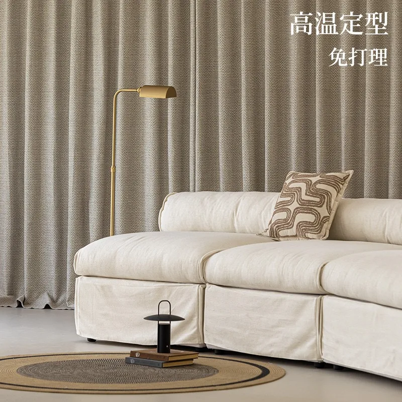 Cotton Linen Texture High Blackout Chenille Curtains for Bedroom Living Room French Luxury Cream Window Thick Custom Size