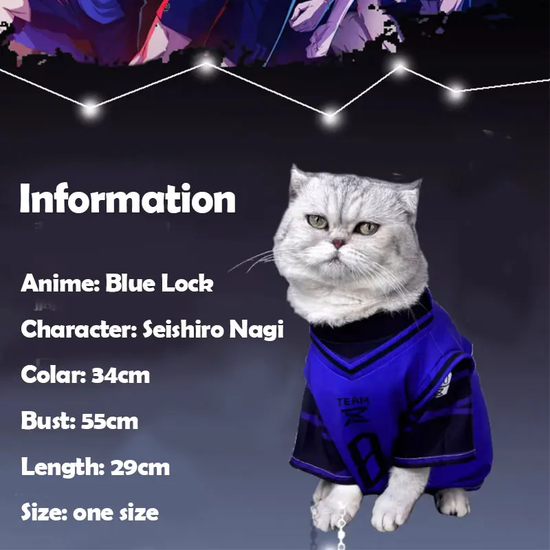 Seishiro-Uniforme de chat stationnaire, Costume de cosplay, Serrure bleue, Anime Meguru Bachira, Vêtements de fête pour chat, chien, chiot, chaton