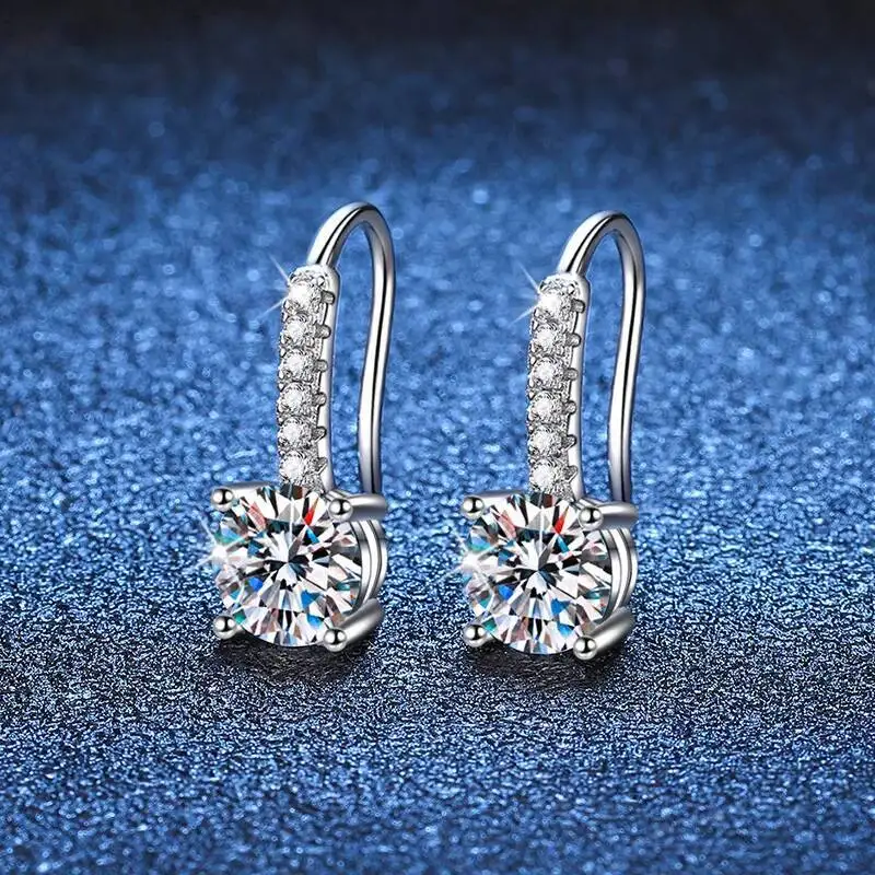 JoiasHome 2 Stück 1CT Moissanit-Tropfenohrringe für Damen, 925er Sterlingsilber, funkelnder edler Schmuck, Geschenk für Dating-Partys