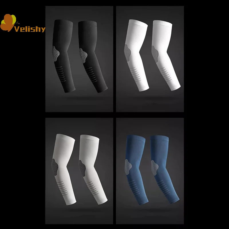 1 par de mangas de brazo UPF50 + sensación fresca transpirable seda de hielo manga de ciclismo correr pesca protector solar soporte de brazo Unisex