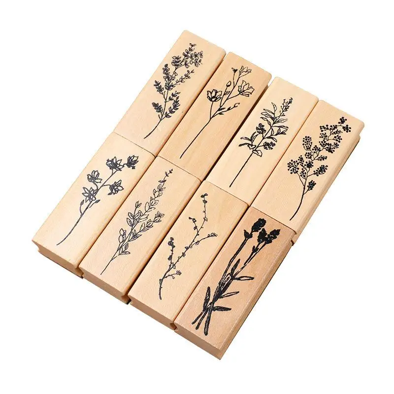 Vintage Flower Plant Series Seal Stamp DIY Craft Wooden Rubber Stamps For Scrapbooking Stationery Scrapbooking Stamp-Pad Ink