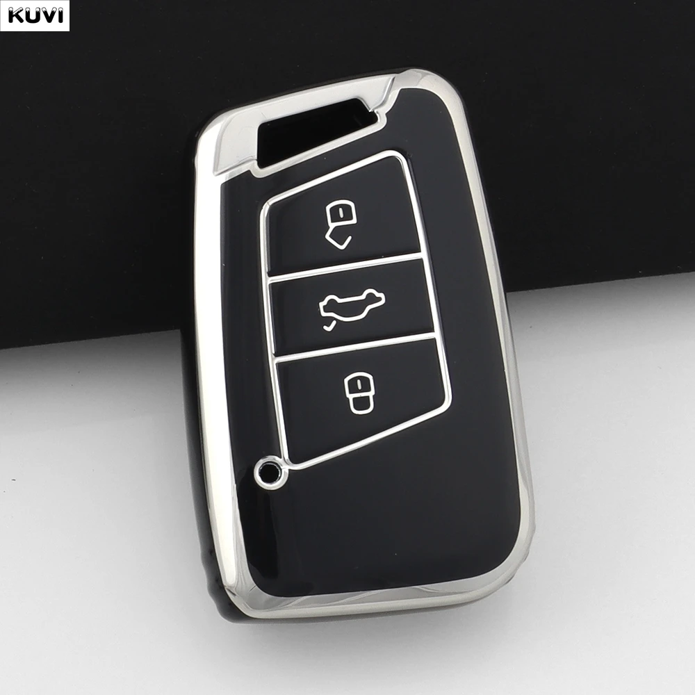حافظة مفاتيح ذكية عن بعد للسيارة من مادة البولي يوريثان غطاء لسيارة VW Volkswagen Magotan Passat B8 Skoda Superb Kodiaq A7 ملحقات فوب