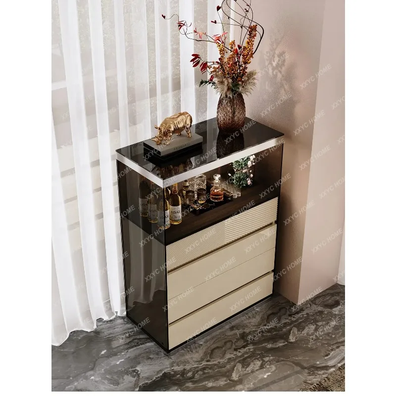 XX dining side wine cabinet integrated against the wall household living room locker high-end atmospheric glass storag