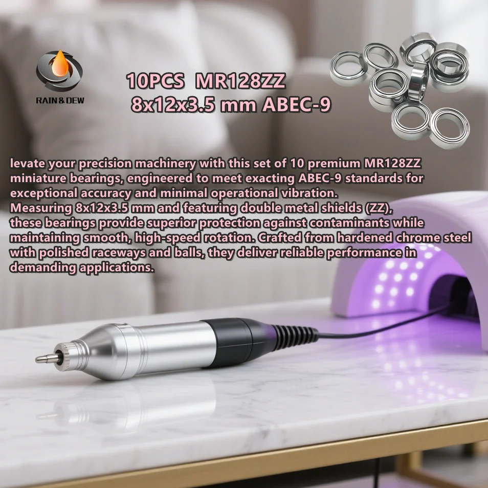 

10 шт. MR128ZZ подшипник 8x12x3,5 мм для сильных промышленных двигателей, высокоскоростной, устойчивый к коррозии ABEC-7