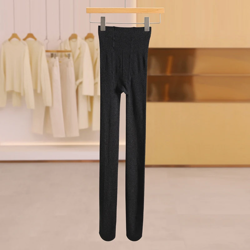 Calças de Camada Base de Cintura Alta e Ajuste Slim Ting, Macacão Elástico de Inverno para Mulheres, Mistura de Algodão Esticável