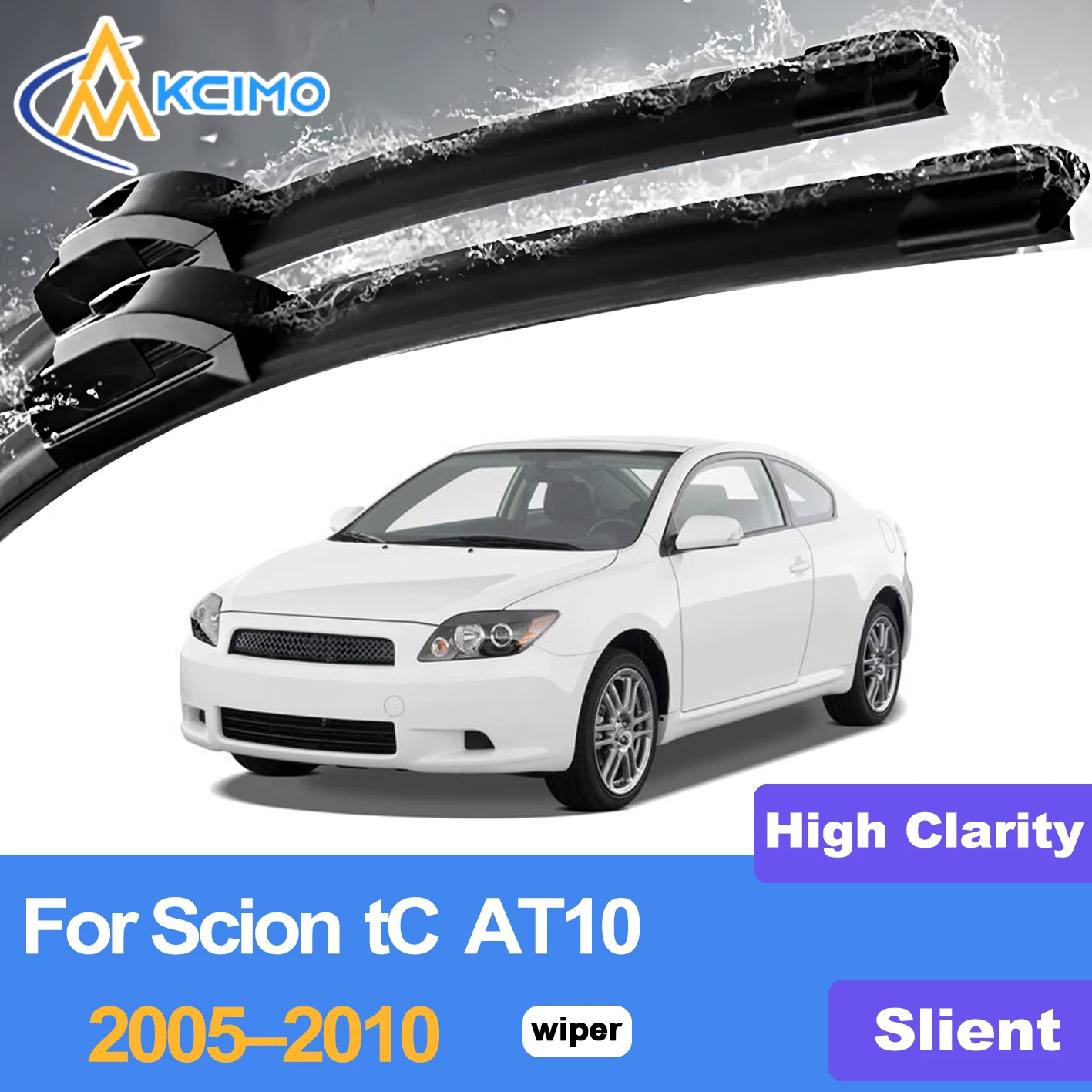 

KCIMO 2PCS Front Windshield Wiper Blades For Scion tC AT10 2005–2010, Ultra Quiet High Efficiency Water Repellent Wiper Blades